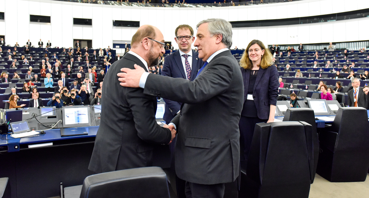 Antonio Tajani, Martin Schulz, parlement européen