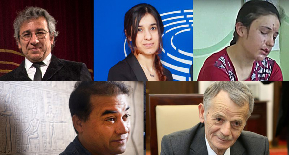 sakharov, Can Dündar, Moustafa Djemilev, Nadia Murad Basee Taha, Lamiya Aji Bashar, Ilham Tohti, Elena Blum
